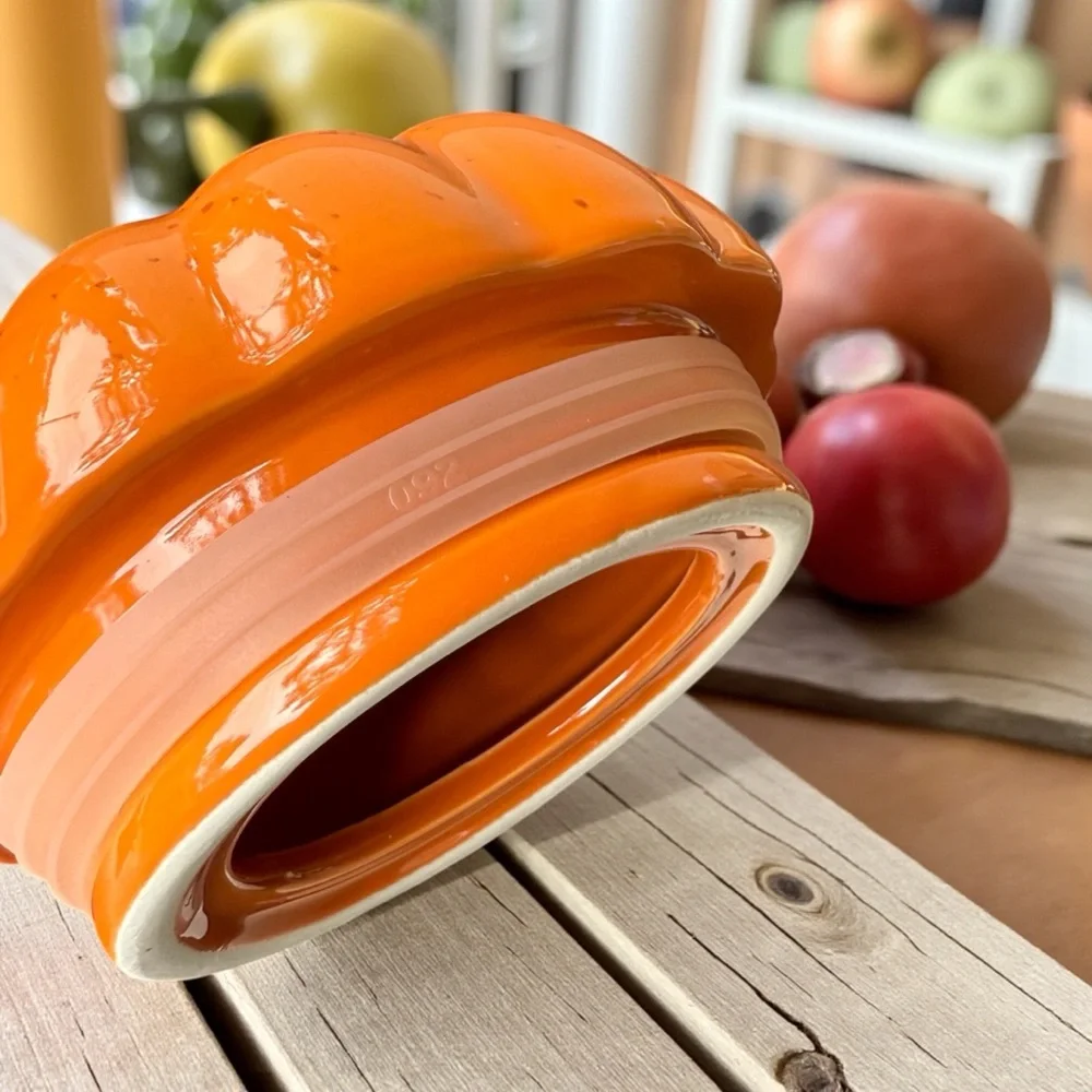 10 Strawberry Street Pumpkin Ceramic Canister Fall Halloween Centerpiece Orange